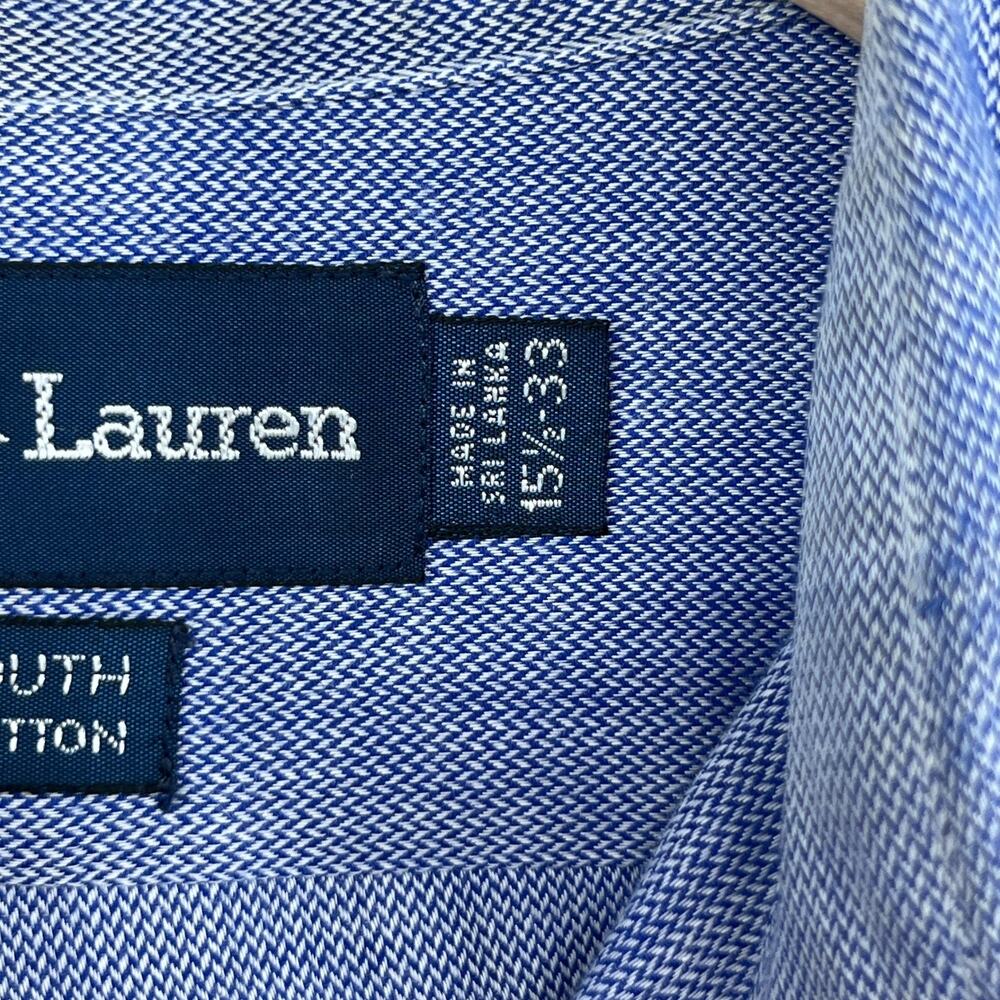 RALPH LAUREN Shirt Mens 15.5 33 Yarmouth Dress Button Down Cotton Blue - Picture 10 of 14